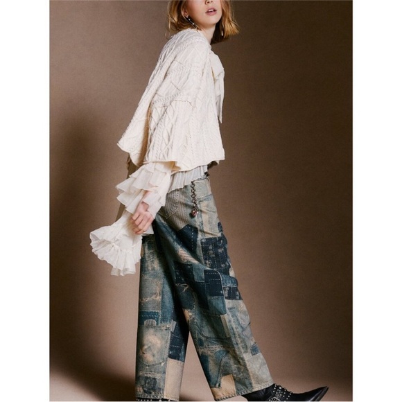 We The Free illusion Patchwork Jeans - Blue and Tan - Picture 6 of 9